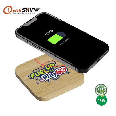 Paso 15W Bamboo Charger with Custom Imprint