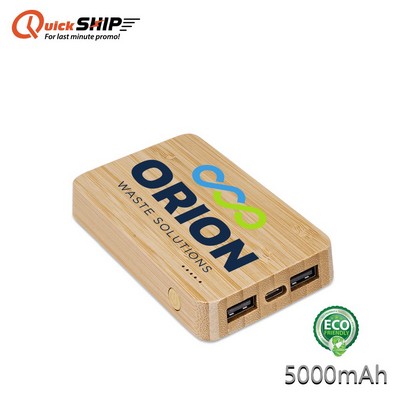 Eden Green Bamboo Power Bank 5000 with Custom Imprint