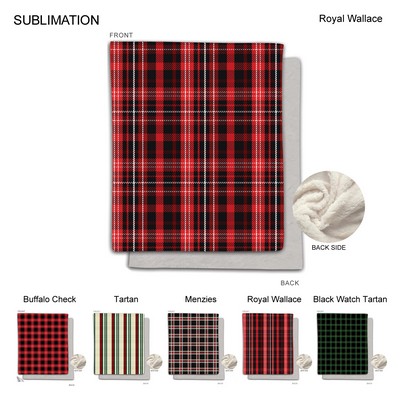 Stock Plaid Design Plush and Cozy Mink flannel Fleece Blanket, Sublimated (50"x60")