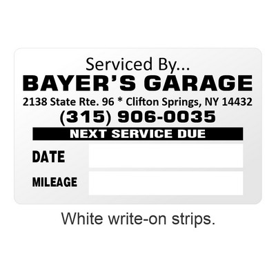 Oil Change Static Cling Sticker with White Strip