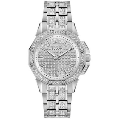 Bulova® Ladies Crystal Octava Silver Tone Watch w/Silver Tone Dial