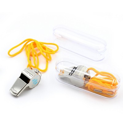 Stainless Steel Whistle w/Lanyard