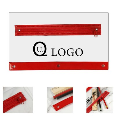 Transparent 3-Ring Pencil Pouch Case