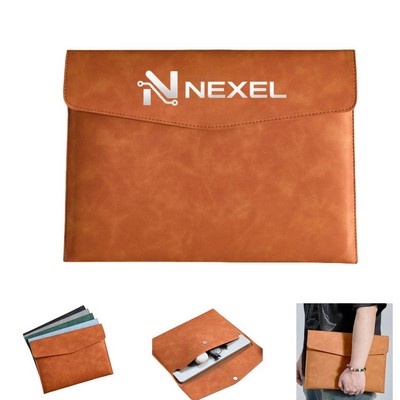 Waterproof PU Leather A4 File Folder Laptop Sleeve Pouch