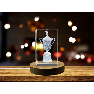 US Open 3D Engraved Crystal Trophy Award w/LED Light Base