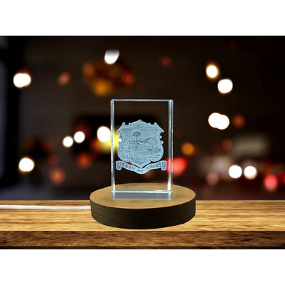 Florida State Coat of Arms Engraved Crystal Trophy