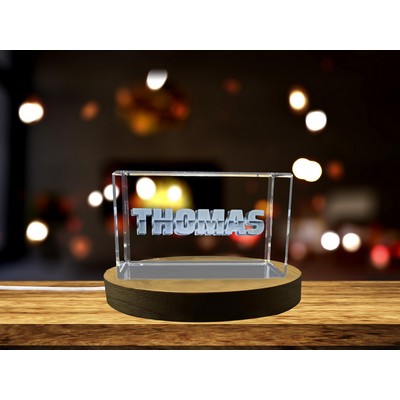 Thomas 3D Engraved Crystal Trophy Award w/LED Base Light