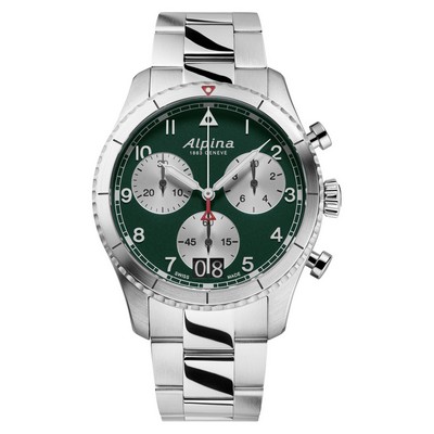 Alpina Men's Startimer Stainless Steel Bracelet Watch Green Dial