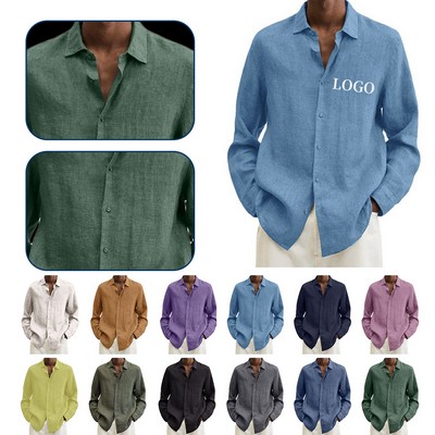 Casual Knit Shirt in Cotton-Linen Blend