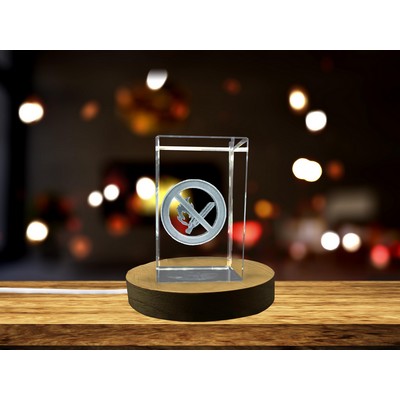 Flames Forbidden 3D Engraved Crystal Trophy - Anti-Smoking Decor