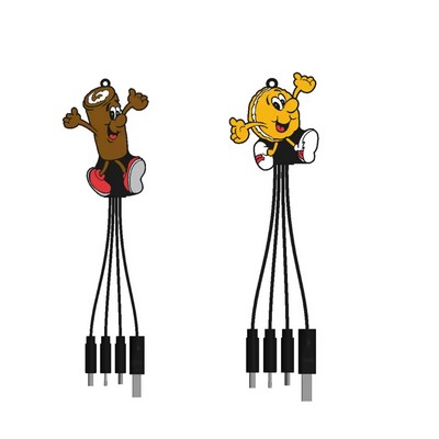 Custom Shape PVC 4-in-1 Charging Cable