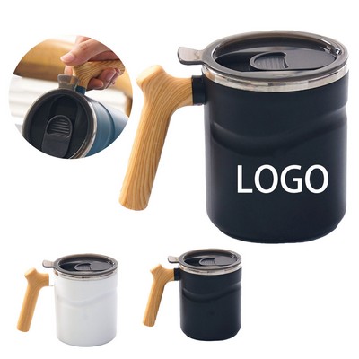 17 oz Stainless Steel Mug with wood handle