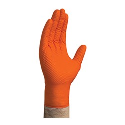 X-Large Premium Heavy-Duty Orange Nitrile Gloves