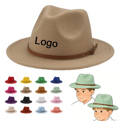 Kids Adult Classic Wool Felt Fedora Hat