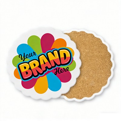 Scalloped edge Absorbent Ceramic Coaster