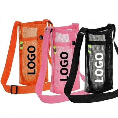 Mesh Crossbody Water Bottle Carrier Sling