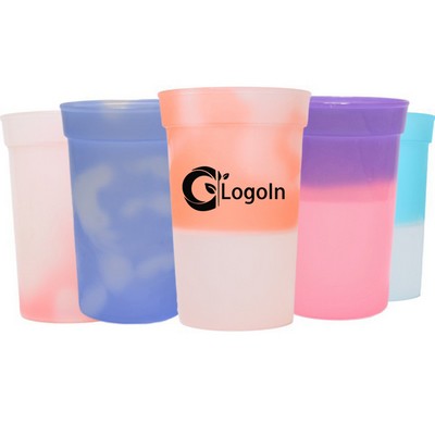 15oz Color Changing Stadium Cup Durable Plastic Cup Reacting to Ice Cold Liquids