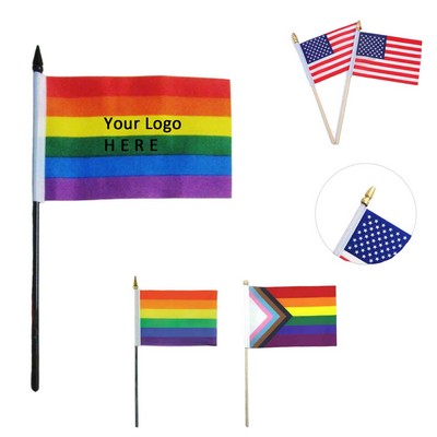 4" x 6" Custom LGBT Rainbow Stick Flag