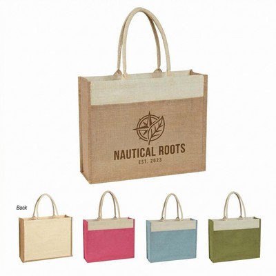 Jute Tote With Key Wallet Pocket
