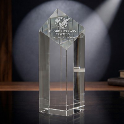 7"H Yuma Clear Diamond Column Crystal Award