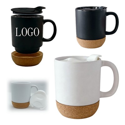 Cork Base Lid Ceramic Mug