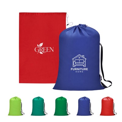 Large Drawstring Laundry Bag W/ Shoulder Strap