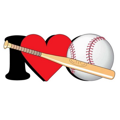 I Love Baseball w/ Bat Promotional Magnet w/ Strip Magnet (12 Square Inch)