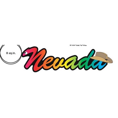 Nevada w/Cowboy Hat Key Chain w/Clear Mirrored Back (8 Square Inch)