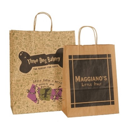 100% Recycled Custom Paper Tan Kraft Shopping Bag w/ Twisted Handles (14.5"x8.75"x16.5")