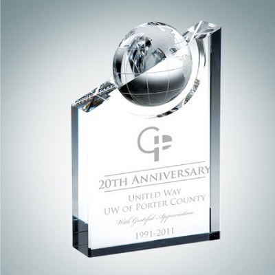 World Globe Pinnacle Optical Crystal Award (Medium)