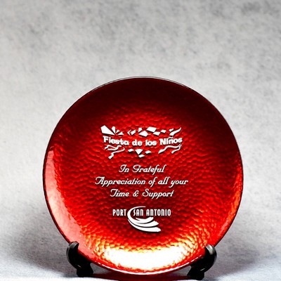 Red Hammered Metal Glass Plate Award - 12"