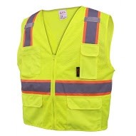 Premium 2-Tone Class 2 Lime Green Safety Vest w/6 Pockets