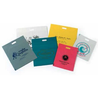 Fold Over Die Cut Handled Plastic Bag Ink Imprinted (18"x20"x6")