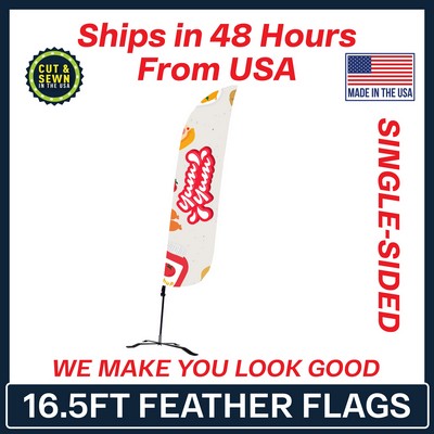 16.5' Feather Flag - Single Sided w/Black X Base - Made in the USA