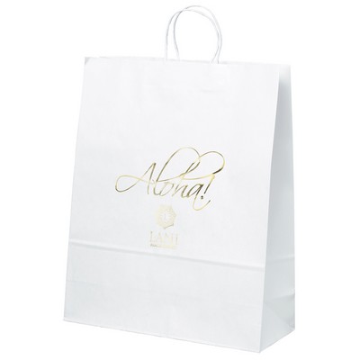 Stephanie - White Shopper - Foil Print (16" x 6" x 19")