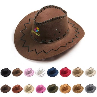 Cowboy Style Suede Wide Brim Hat