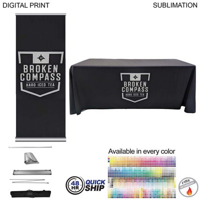 48Hr Quick Ship -Deluxe TradeShow Package, Deluxe Retractable Banner + Premium Sublimated tablecloth