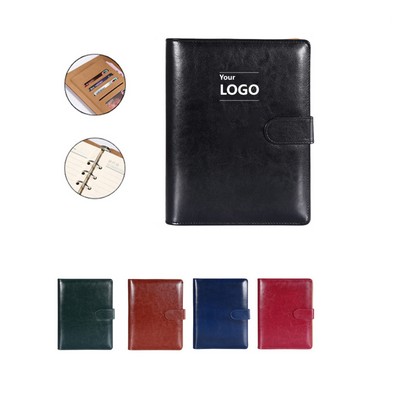 A5 Faux Leather Notebook w/Business Card Slot
