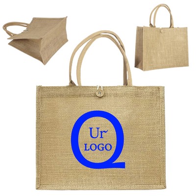 17.72 x 6.3 x 11.81" Jute Burlap Tote Bag