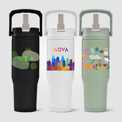 Polar Duo - 32 oz. Double-Wall Recycled Stainless Steel Tumbler with Storage Base - Full-Color Inkje