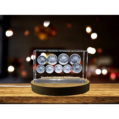 Shot Put Thrower 3D Engraved Crystal Award - Trophy for Athletes