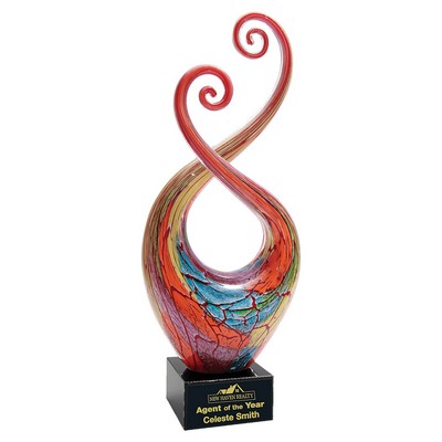 Multi Color Twist Art Glass with Base