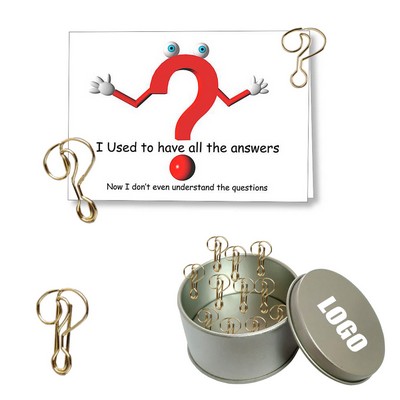 Question Mark Shaped Paper Clips In Tin Box Set of 10