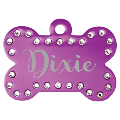 Anodized Aluminum Swarovski Bling Bone Pet Tag