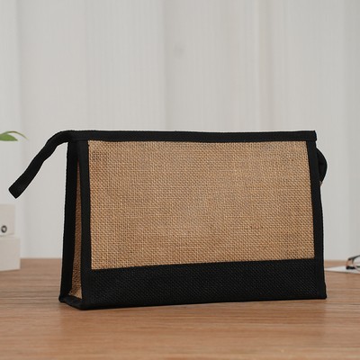 Burlap Jute Cosmetic Tote Bag