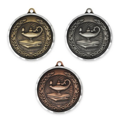 Diamond-cut Lamp of Knowledge Medal - Engravable