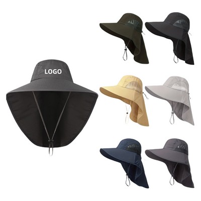 Outdoor Wide Brim Sun Hat With Neck Flap