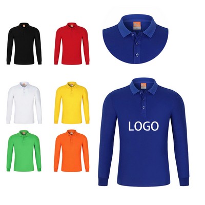 Men And Women Long Sleeve Polo Shirt