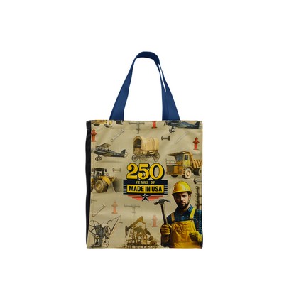 Edged Zipper Pocket Full Bleed Canvas Gusset Tote Bag