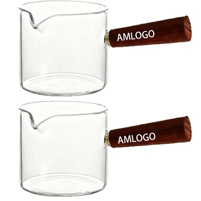 Clear Glass Milk Mug with Wooden Handle